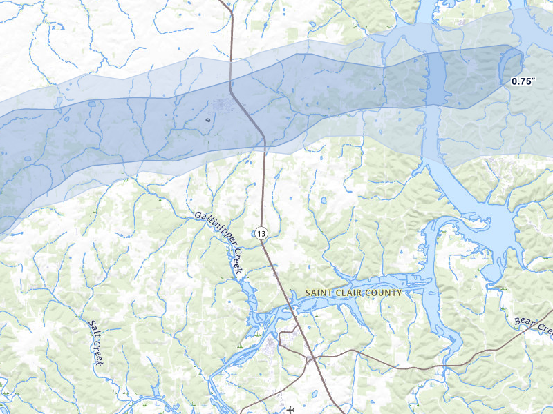 NEXRAD radar-signature map of the hail over Osceola, MO