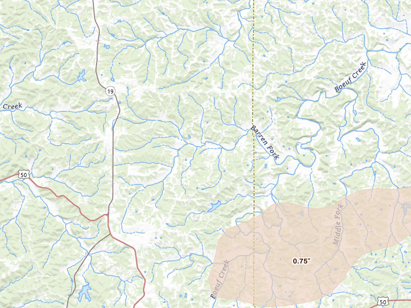 Radar-estimated hail-size map of the storm over Owensville, MO on Apr 27, 2026