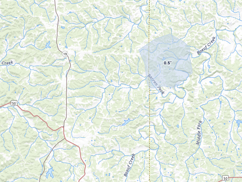 NEXRAD radar-signature map of the hail storm over Owensville, MO on May 4, 2026