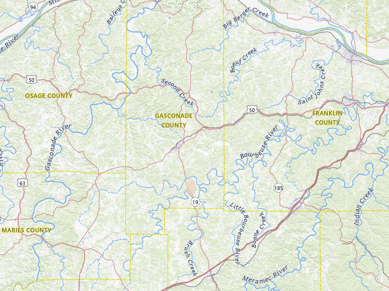Radar-estimated hail-size map of the storm over Owensville, MO on Jun 7, 2026