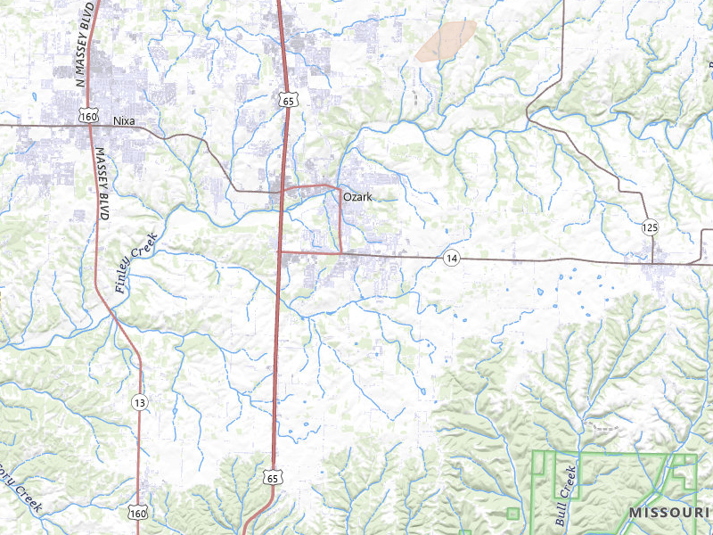 Radar-estimated hail-size map of the storm over Ozark, MO on Mar 4, 2026