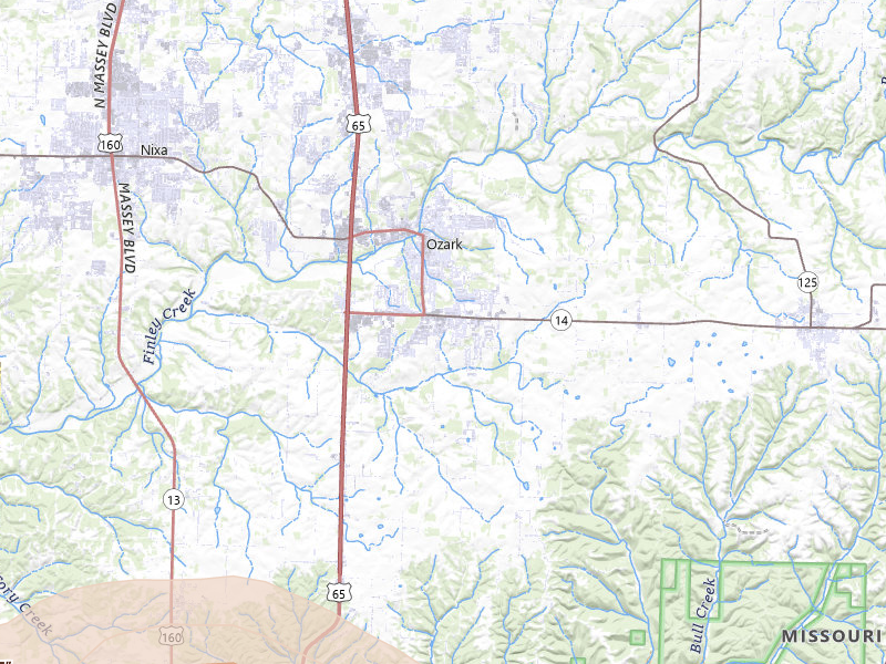 Radar-estimated hail-size map of the storm over Ozark, MO on May 30, 2026