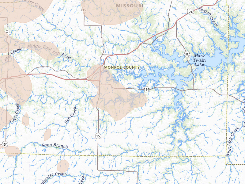Radar-estimated hail-size map of the storm over Paris, MO on May 4, 2026