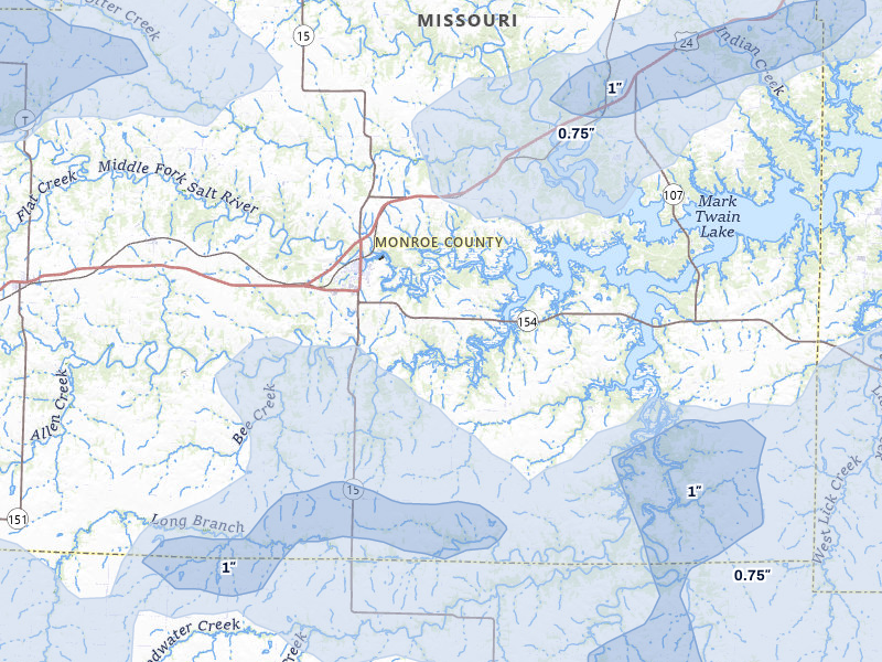 NEXRAD radar-signature map of the hail storm over Paris, MO on May 31, 2026