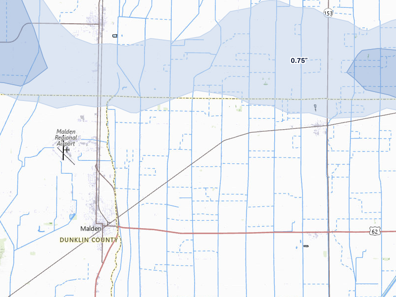 NEXRAD radar-signature map of the hail over Parma, MO