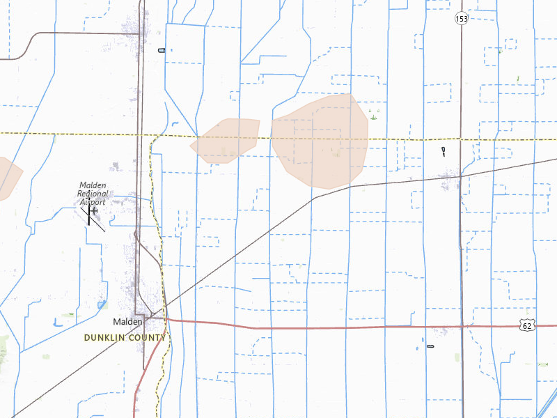 Radar-estimated hail-size map of the storm over Parma, MO on Jul 9, 2026