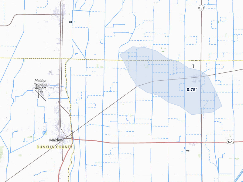NEXRAD radar-signature map of the hail over Parma, MO