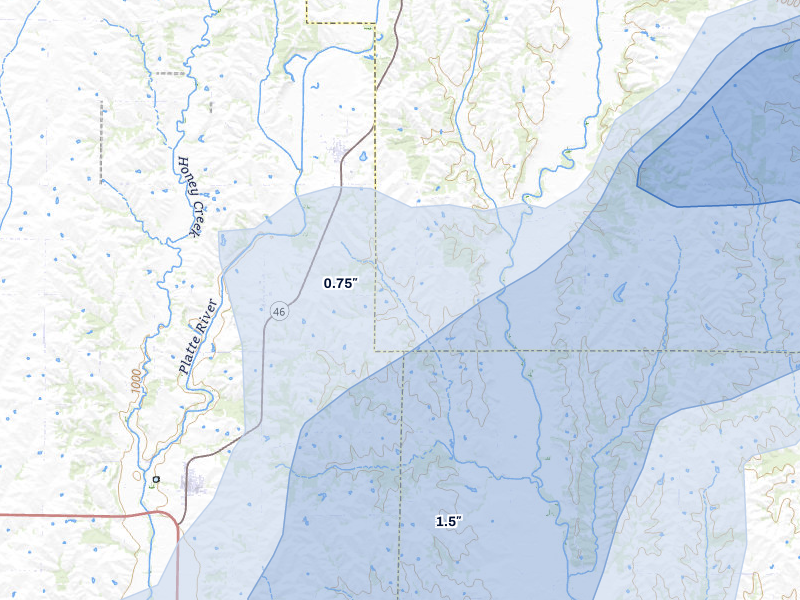 NEXRAD radar-signature map of the hail storm over Parnell, MO on May 16, 2026