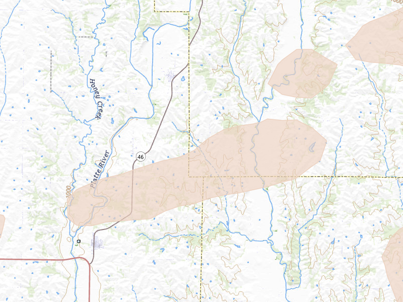 Radar-estimated hail-size map of the storm over Parnell, MO on Jun 10, 2026