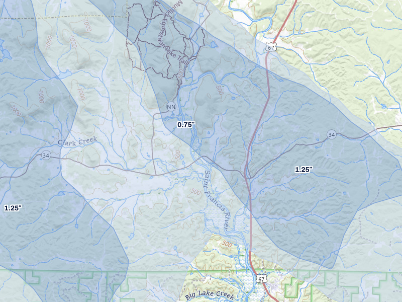 NEXRAD radar-signature map of the hail storm over Patterson, MO on May 31, 2026
