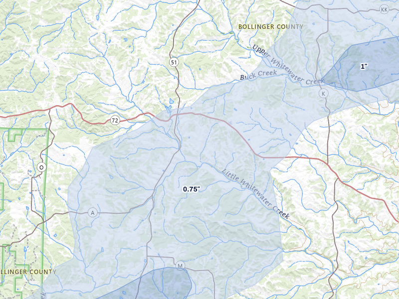 NEXRAD radar-signature map of the hail storm over Patton, MO on Jul 9, 2026