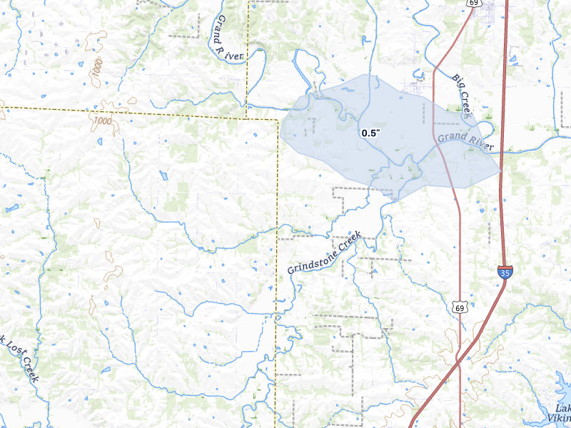 NEXRAD radar-signature map of the hail over Pattonsburg, MO