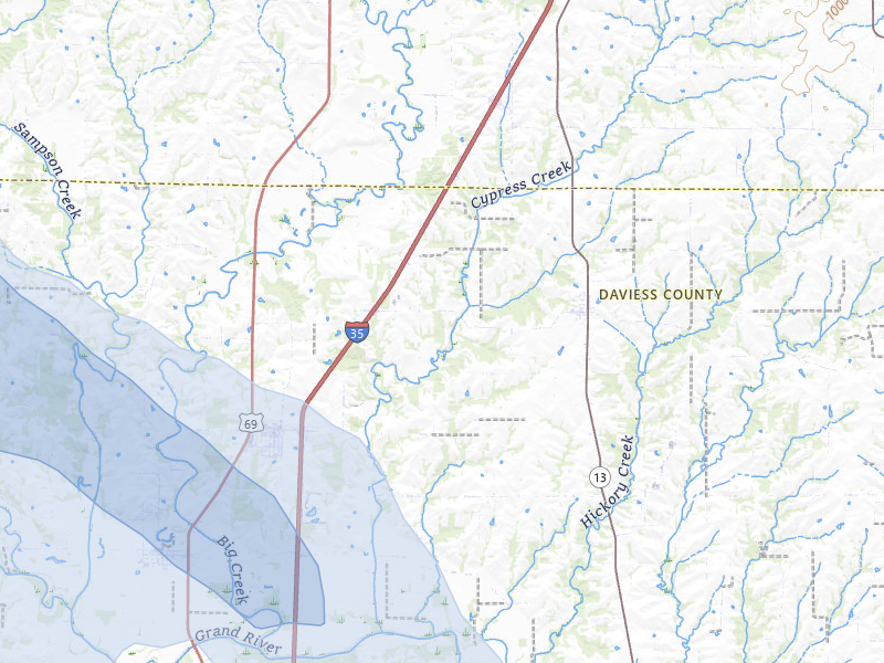 NEXRAD radar-signature map of the hail storm over Pattonsburg, MO on Aug 8, 2026