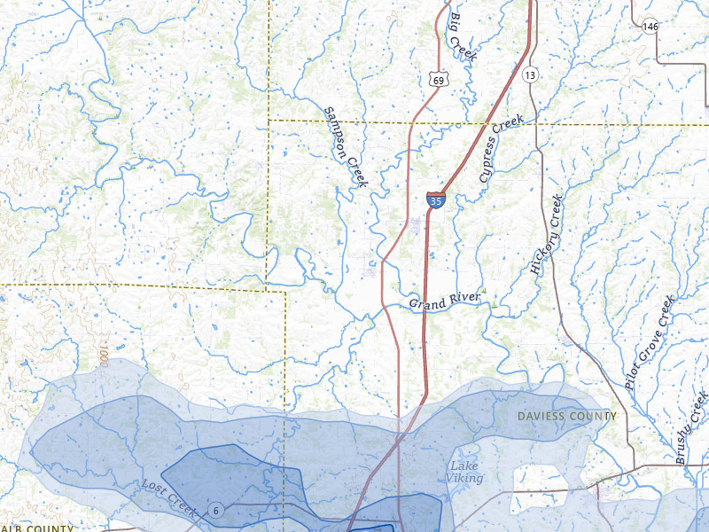 NEXRAD radar-signature map of the hail storm over Pattonsburg, MO on Aug 14, 2026