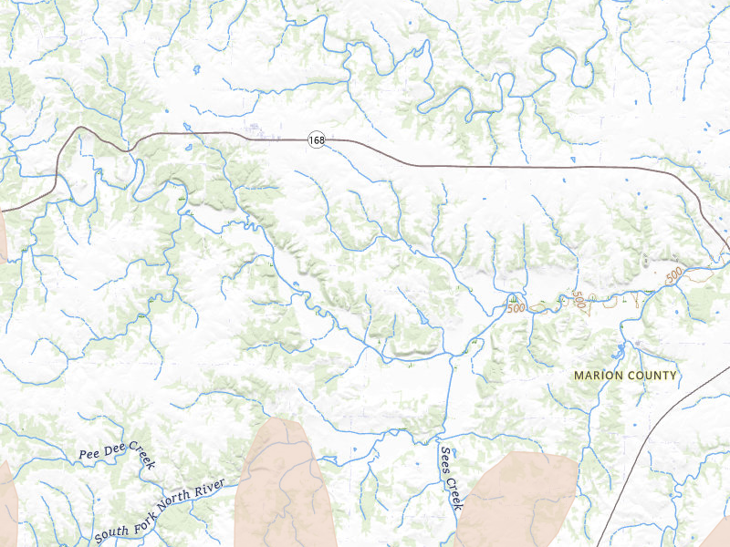 Radar-estimated hail-size map of the storm over Philadelphia, MO on Apr 27, 2026