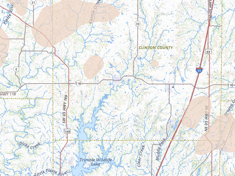 Radar-estimated hail-size map of the storm over Plattsburg, MO on Jul 3, 2026