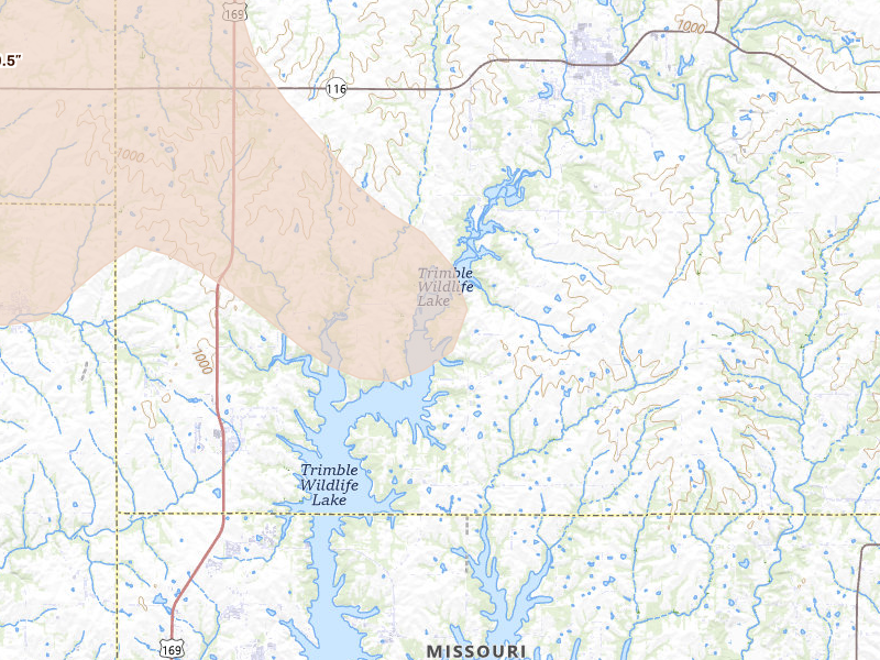 Radar-estimated hail-size map of the storm over Plattsburg, MO