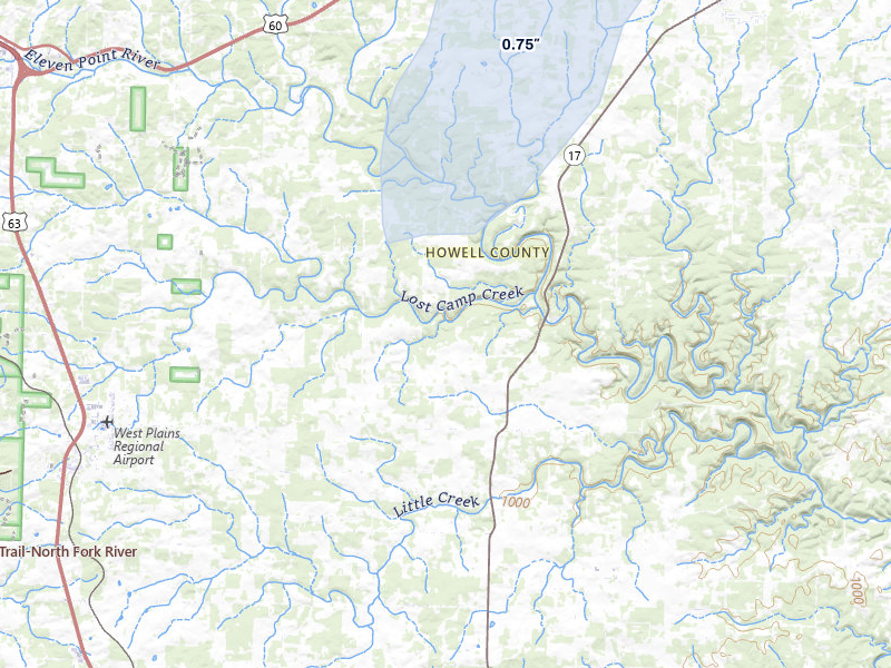 NEXRAD radar-signature map of the hail storm over Pomona, MO on Jul 31, 2026