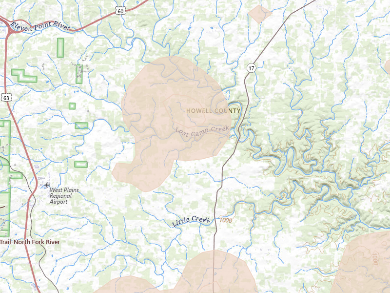 Radar-estimated hail-size map of the storm over Pomona, MO on Aug 26, 2026