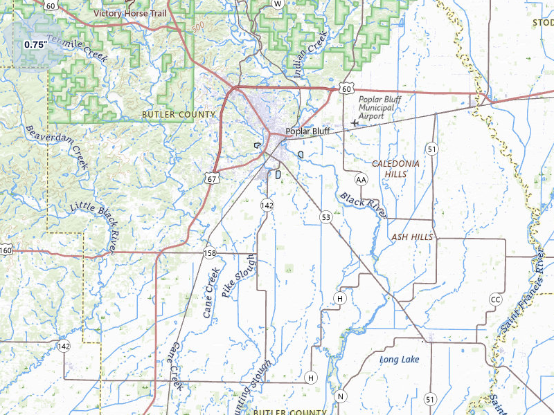 NEXRAD radar-signature map of the hail storm over Poplar Bluff, MO on Jul 11, 2026