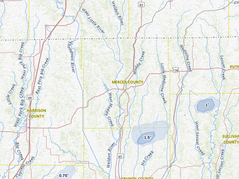 NEXRAD radar-signature map of the hail storm over Princeton, MO on Jun 6, 2026