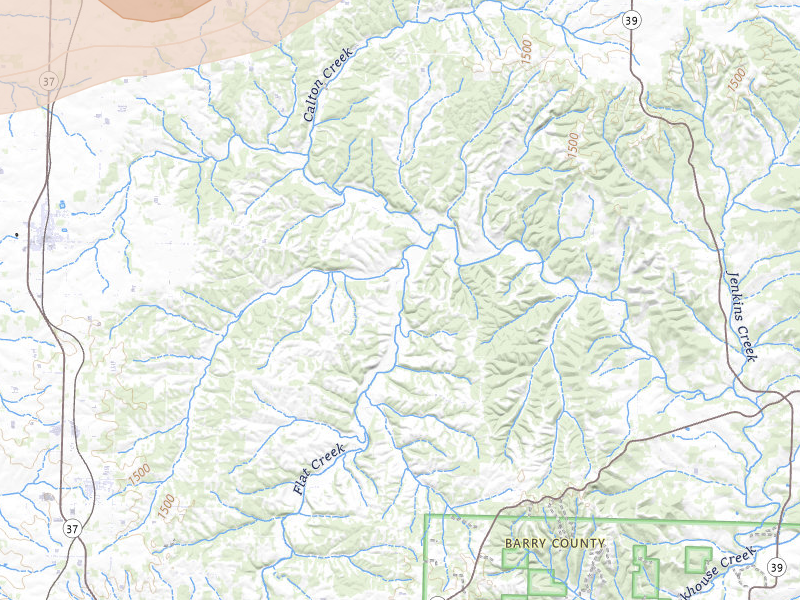 Radar-estimated hail-size map of the storm over Purdy, MO on Apr 27, 2026