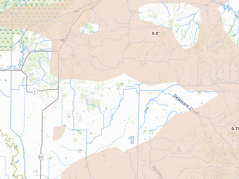 Radar-estimated hail-size map of the storm over Puxico, MO