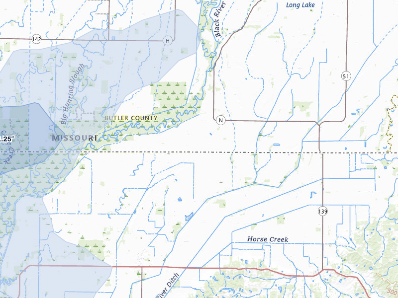 NEXRAD radar-signature map of the hail storm over Qulin, MO on Jun 9, 2026