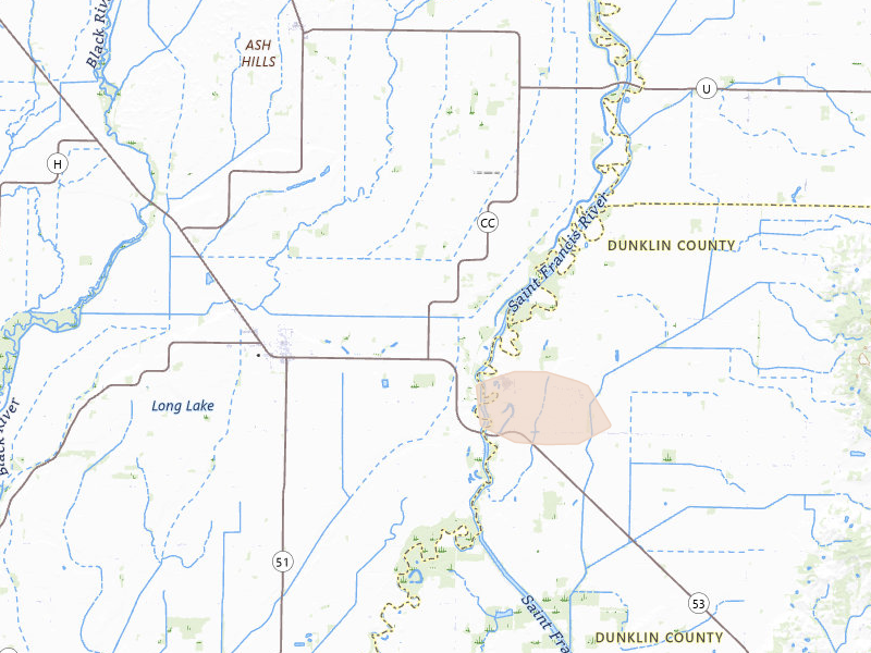 Radar-estimated hail-size map of the storm over Qulin, MO on Aug 26, 2026