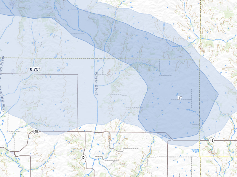 NEXRAD radar-signature map of the hail storm over Rea, MO on Aug 9, 2026