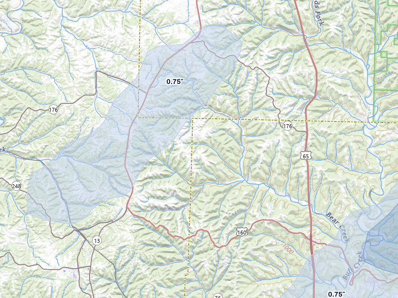NEXRAD radar-signature map of the hail storm over Reeds Spring, MO on Mar 4, 2026