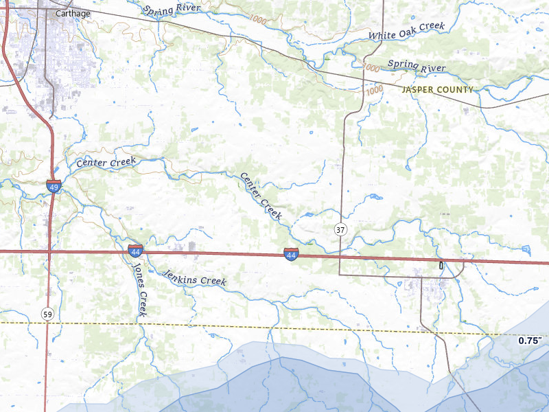 NEXRAD radar-signature map of the hail storm over Reeds, MO on Jul 4, 2026