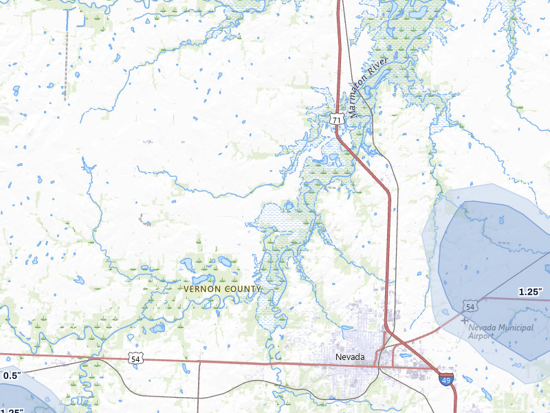NEXRAD radar-signature map of the hail storm over Richards, MO on May 30, 2026