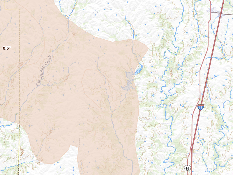 Radar-estimated hail-size map of the storm over Ridgeway, MO