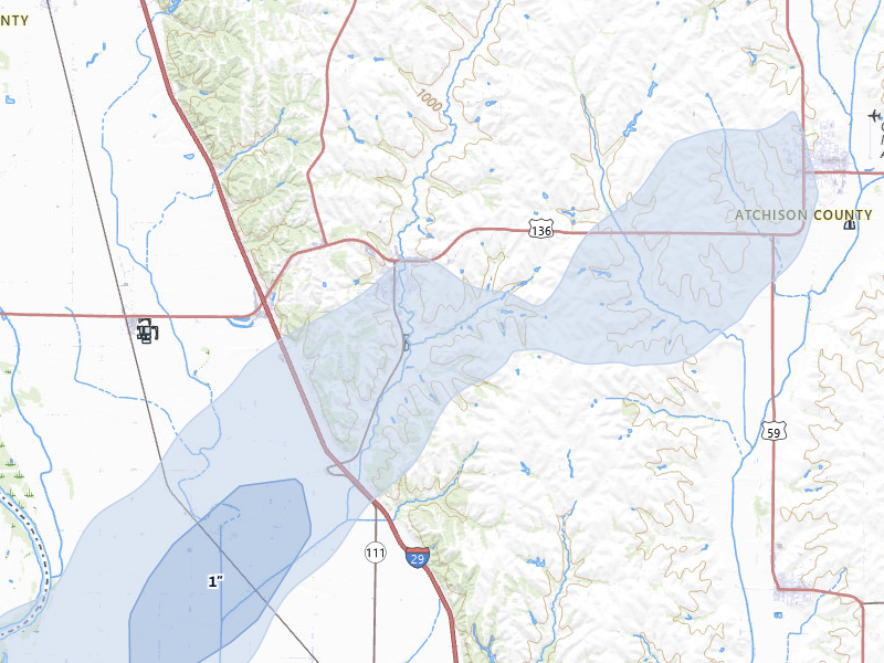 NEXRAD radar-signature map of the hail storm over Rock Port, MO on Mar 6, 2026