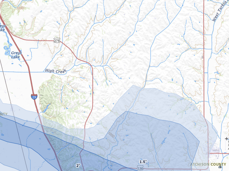 NEXRAD radar-signature map of the hail storm over Rock Port, MO on Aug 9, 2026