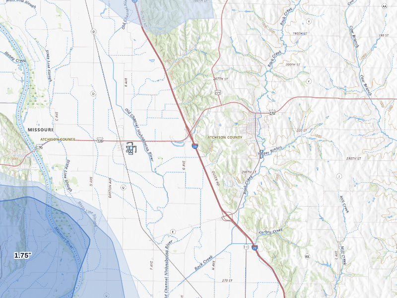 NEXRAD radar-signature map of the hail storm over Rock Port, MO on Sep 6, 2026