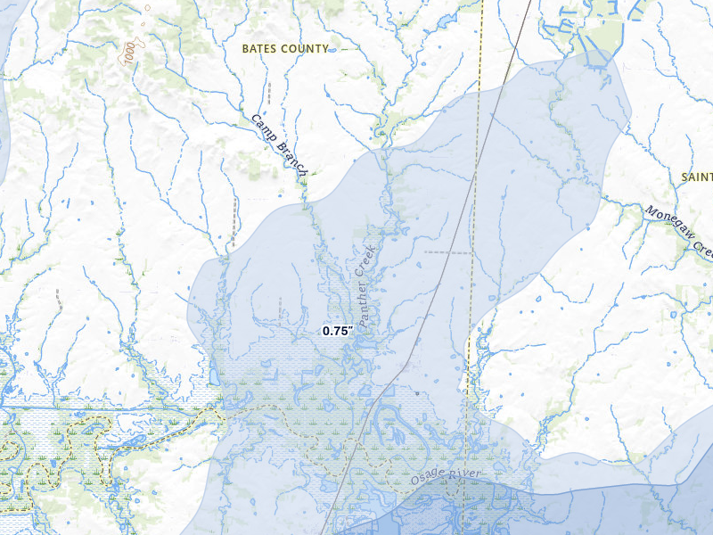 NEXRAD radar-signature map of the hail over Rockville, MO