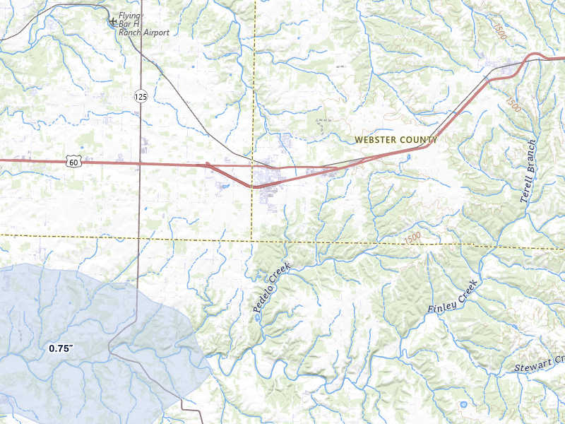 NEXRAD radar-signature map of the hail storm over Rogersville, MO on Aug 7, 2026