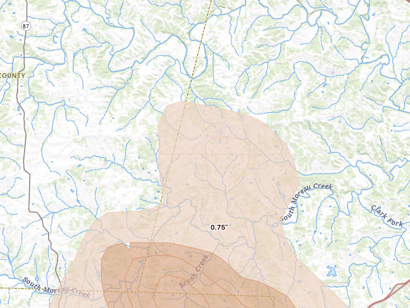 Radar-estimated hail-size map of the storm over Russellville, MO