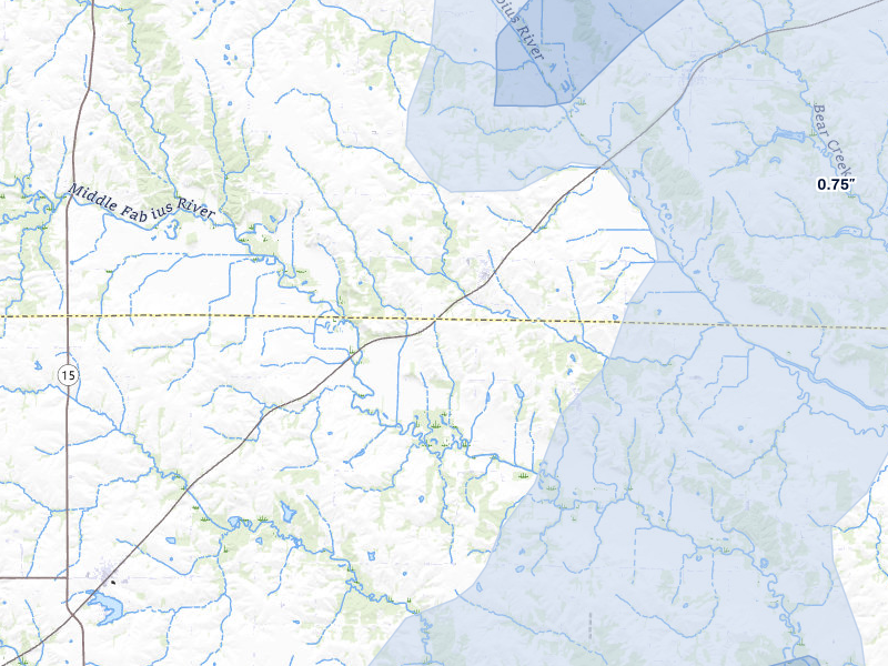 NEXRAD radar-signature map of the hail storm over Rutledge, MO on May 16, 2026