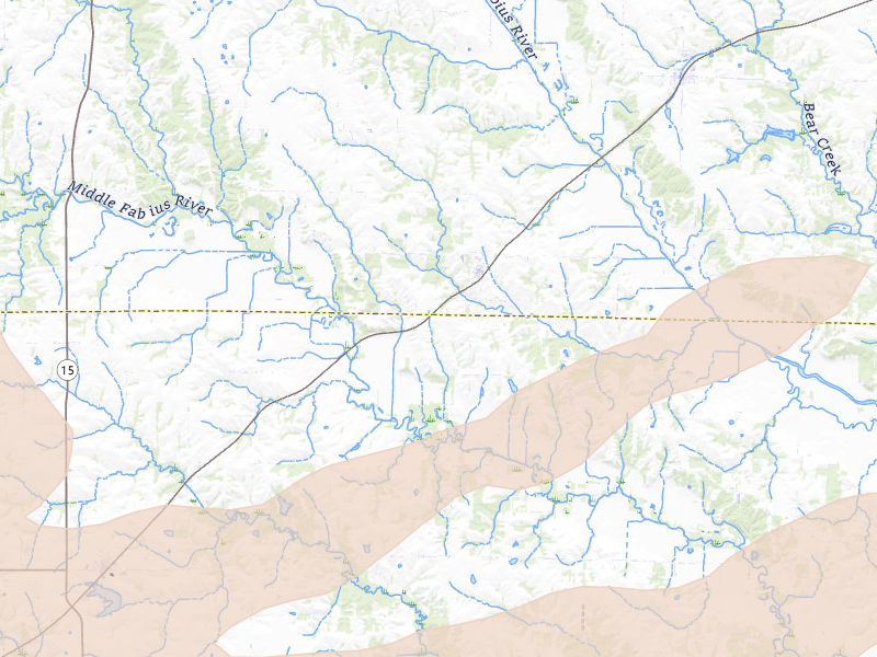 Radar-estimated hail-size map of the storm over Rutledge, MO on Jun 11, 2026