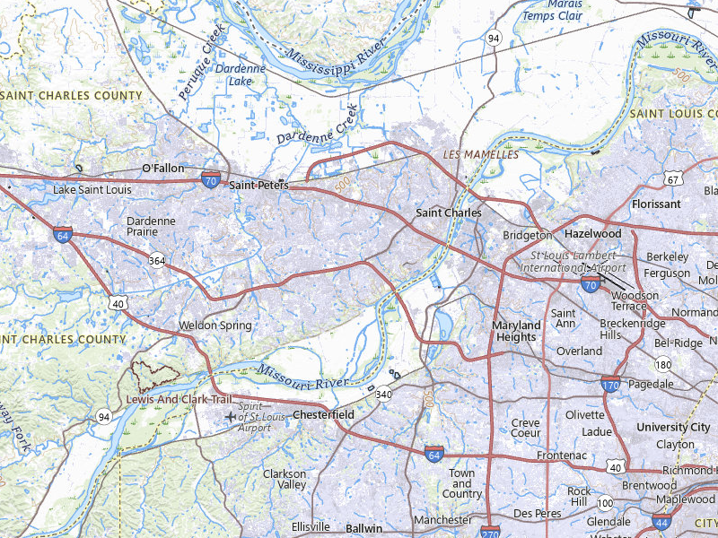 Radar-estimated hail-size map of the storm over Saint Charles, MO on Mar 15, 2026