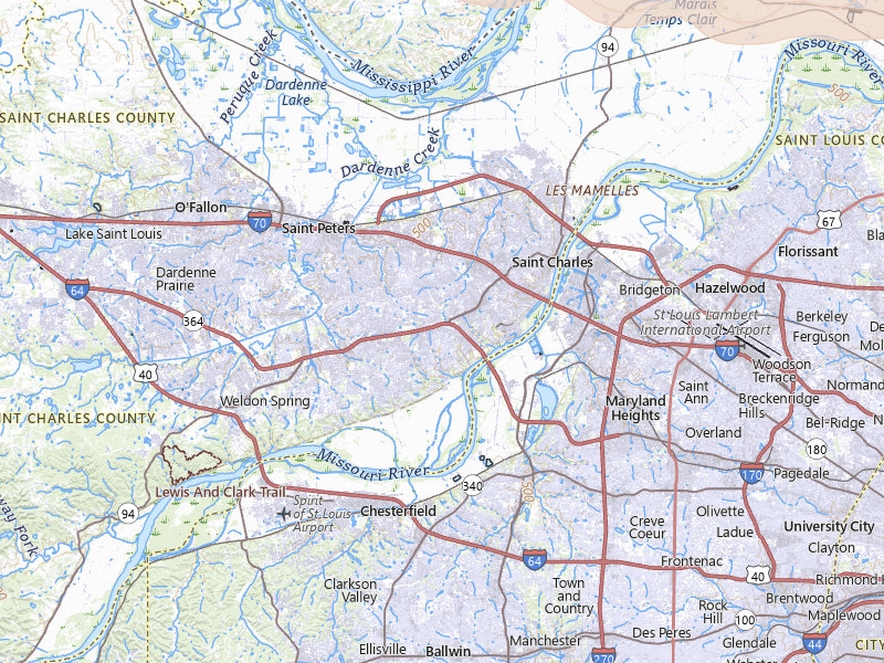 Radar-estimated hail-size map of the storm over Saint Charles, MO on May 3, 2026