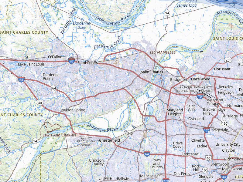 NEXRAD radar-signature map of the hail storm over Saint Charles, MO on May 3, 2026