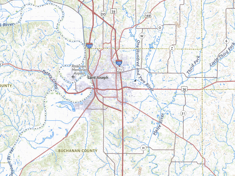 Radar-estimated hail-size map of the storm over Saint Joseph, MO on May 29, 2026