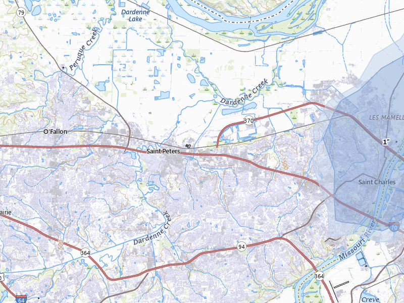 NEXRAD radar-signature map of the hail storm over Saint Peters, MO on May 31, 2026