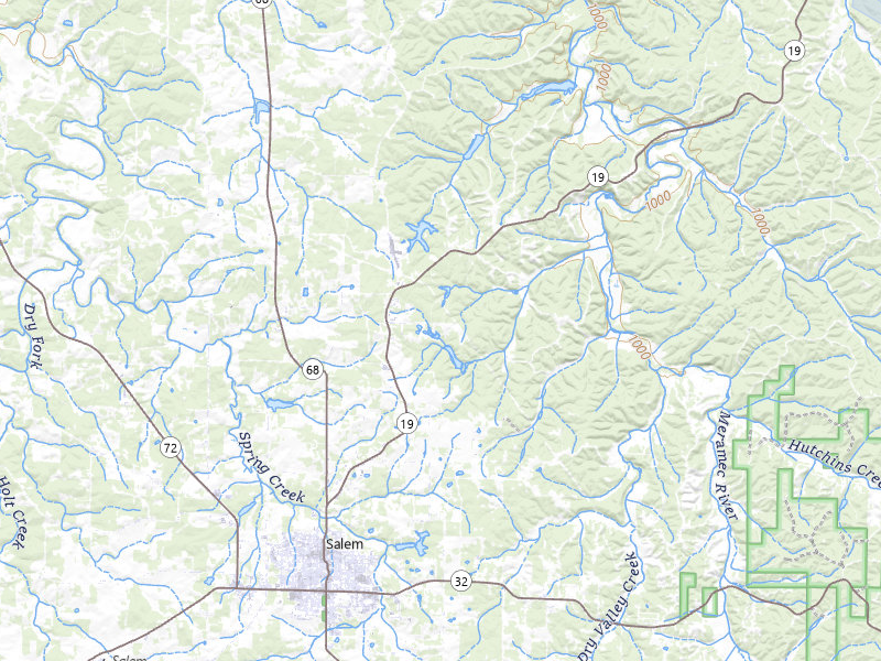 NEXRAD radar-signature map of the hail storm over Salem, MO on Aug 12, 2026