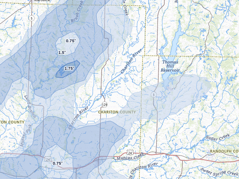 NEXRAD radar-signature map of the hail storm over Salisbury, MO on May 31, 2026