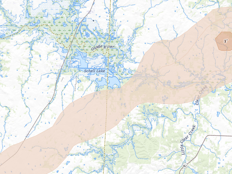 Radar-estimated hail-size map of the storm over Schell City, MO on Apr 17, 2026